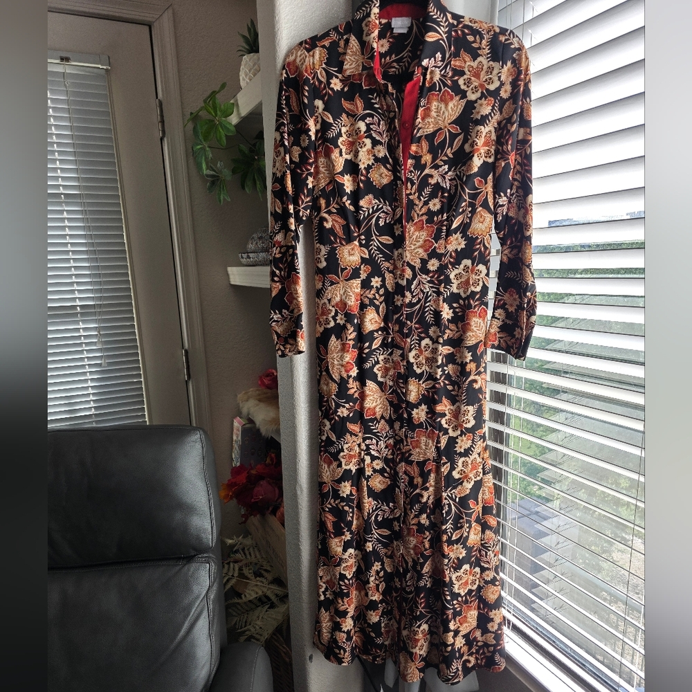 Chico's Elegant Black and Orange Maxi Button Down Floral Size Dress 00 Size 2
